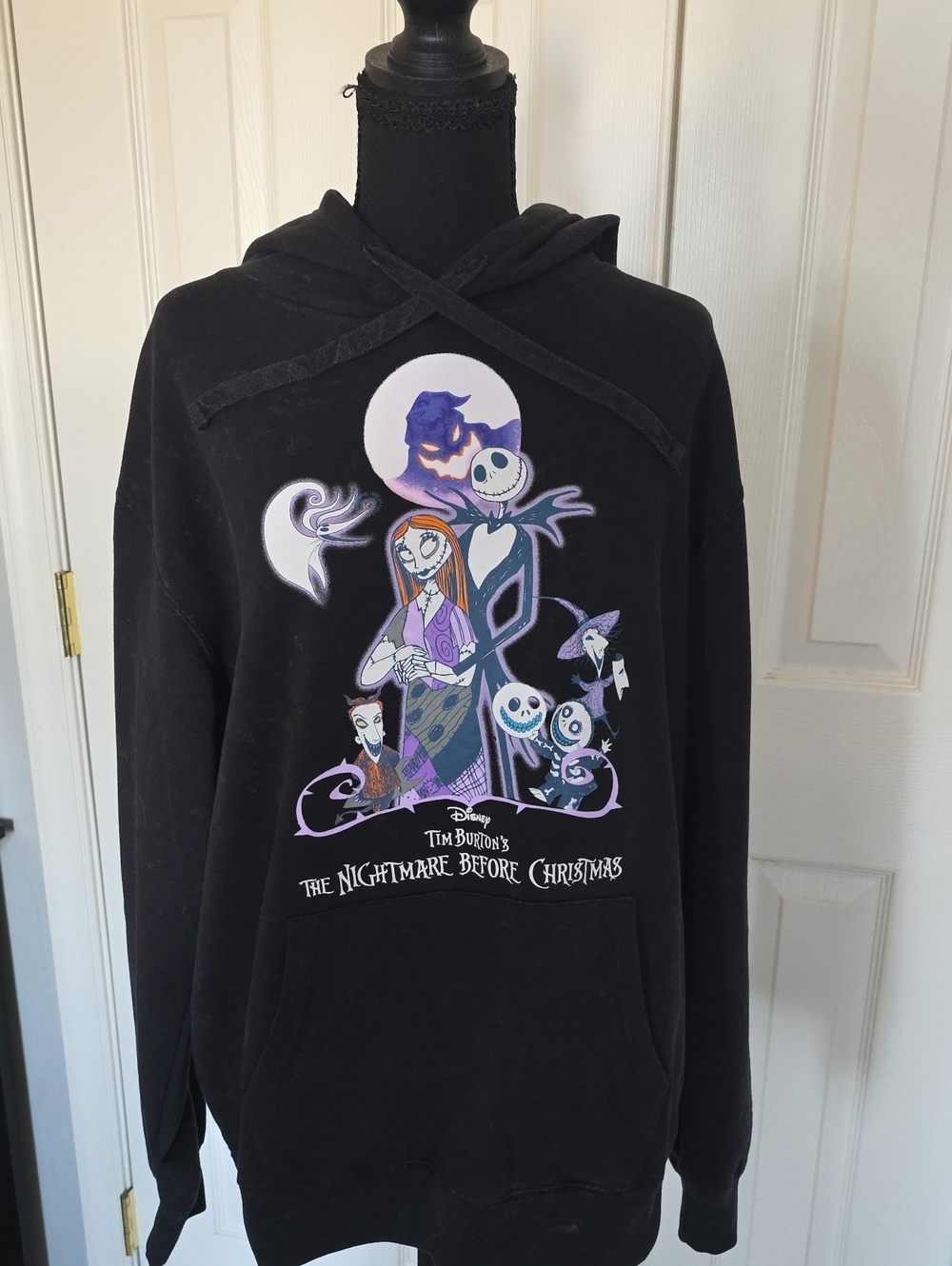 Disney Black Hoodie with Purple & White Nightmare Before Christmas Graphic